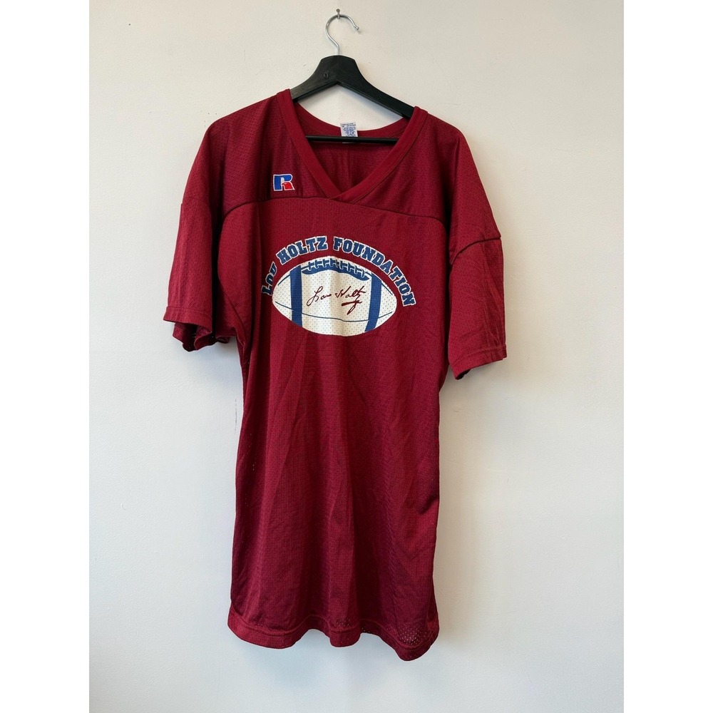 Vintage 90s Lou Holtz Foundation‎ Large Russell Athletic Football Jersey Top